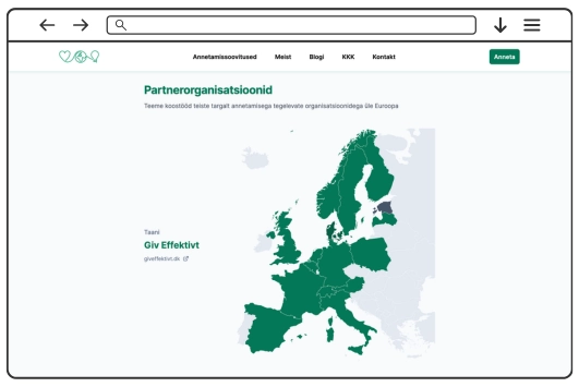 Interactive web map of partner organisations